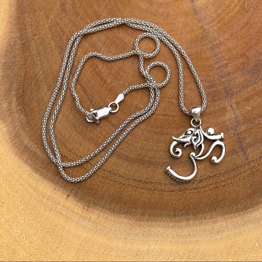 Sterling silver Om Elephant necklace